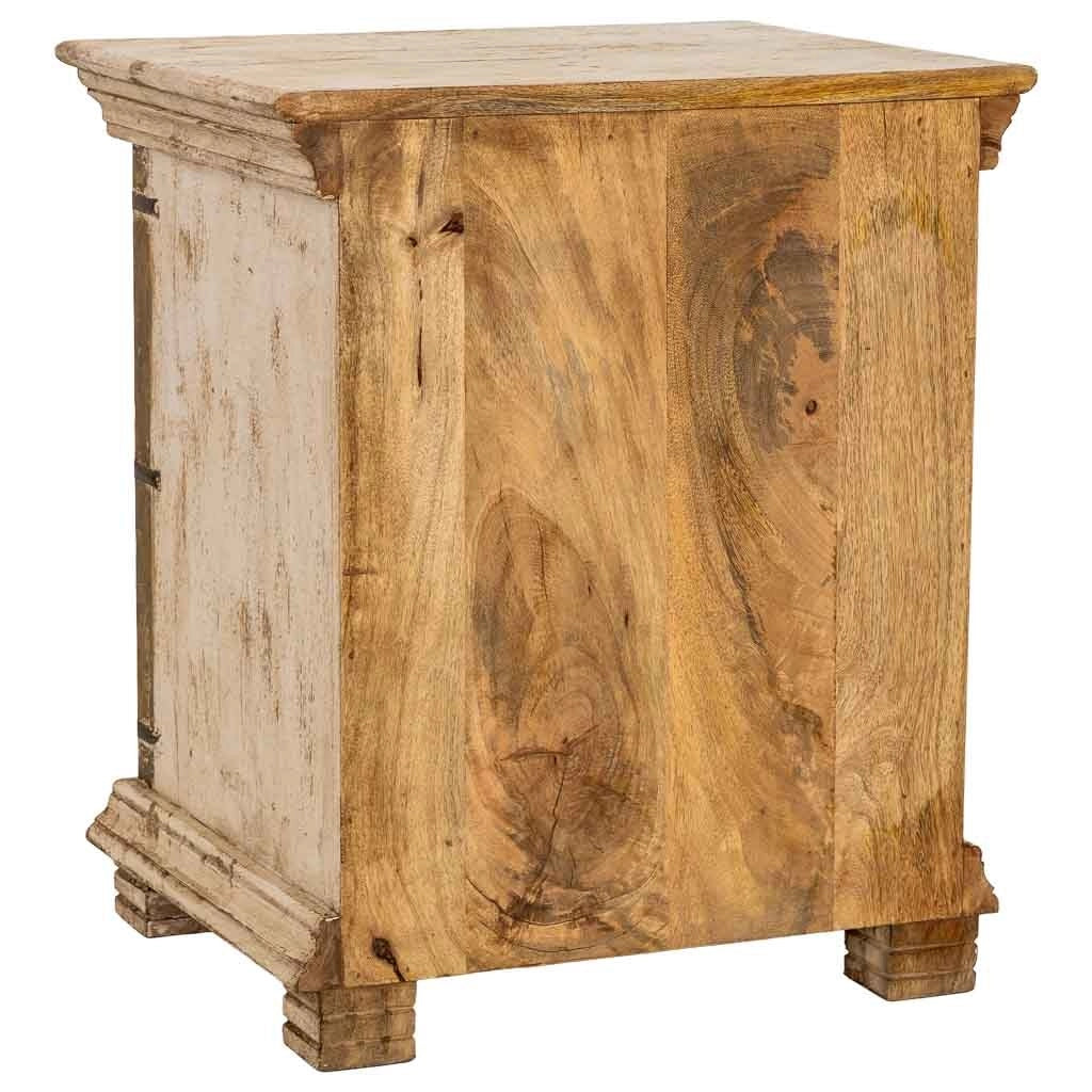 Comodino artigianale in legno bianco, 50x40x59h cm