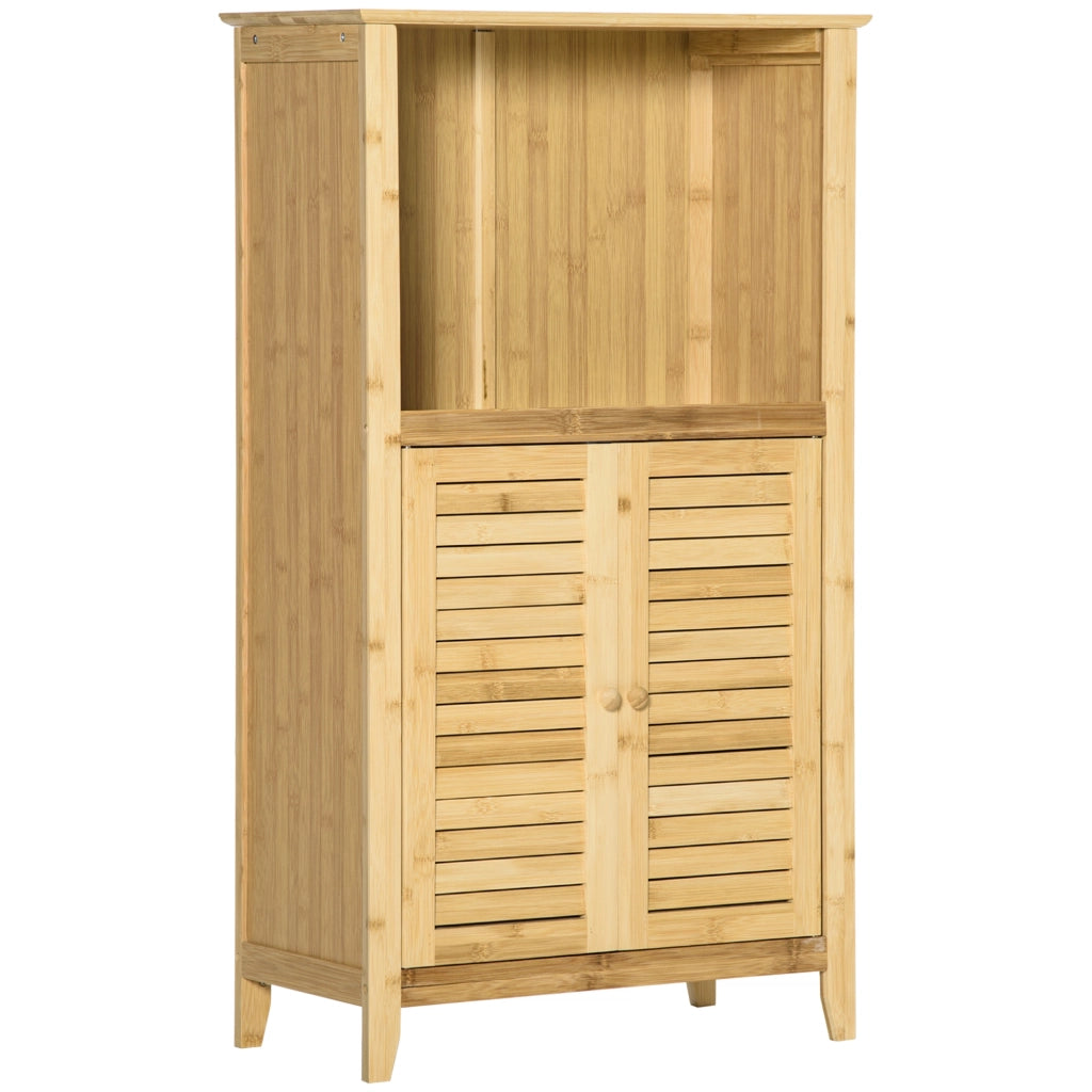 Mobiletto da bagno in bamb¨´ con ante e ripiano ¨C zephmum ¨C 50x25,5x92 cm naturale