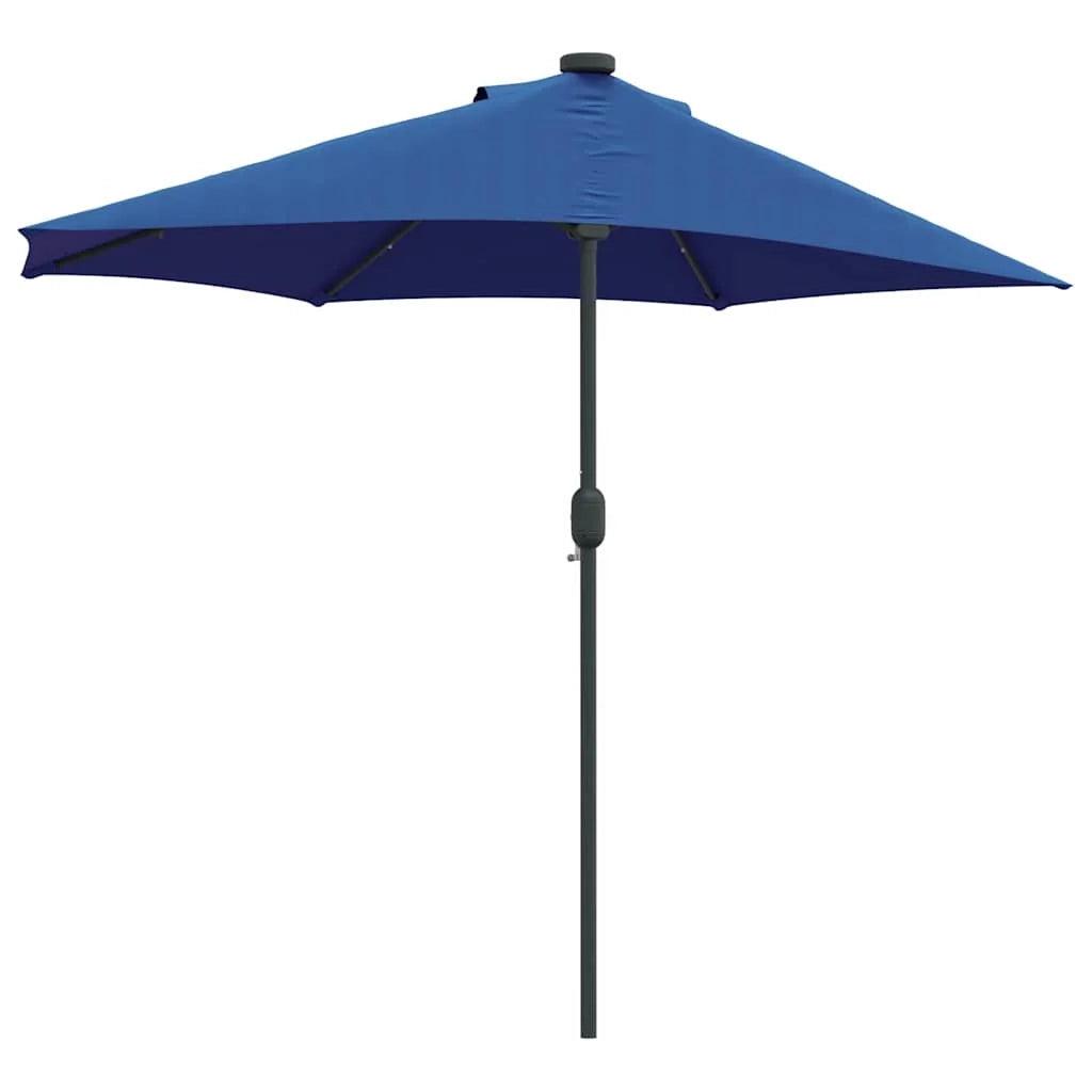 Ombrellone da giardino pieghevole moderno 294 x 150 x 223 cm con luci a LED stile sala da pranzo poliestere azzurro 02_0058665