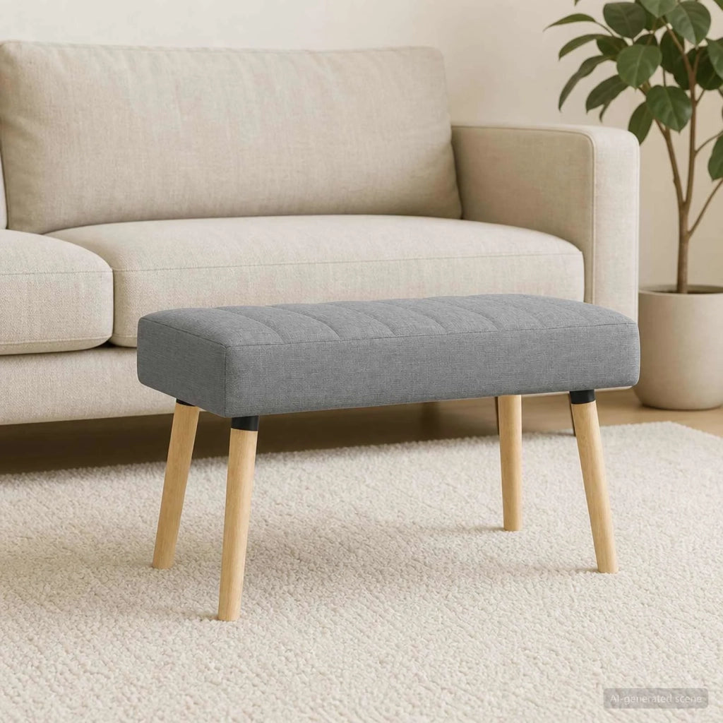 Panchina trapuntata a canale Grigio Chiaro 80 x 40 x 46 cm 42038473