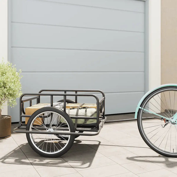 Rimorchio Bici 130x73x48,5cm in Acciaio Nero