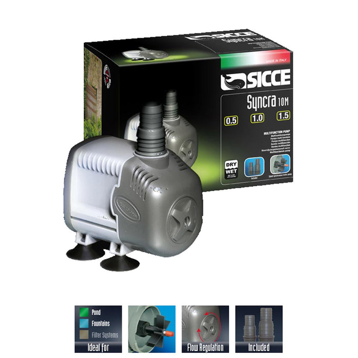Sicce syncra silent 1.5 1.350 litri/h pompa per acquari laghetti e fontane
