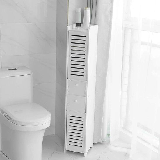 Cassa da bagno alta - armadio da bagno verticale con 2 ripiani e 2 porte - bianca - per ufficio soggiorno cucina ingresso armadi da bagno alti
