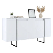 Credenza Arta, Buffet da soggiorno, Madia da salotto, Dispensa da cucina, 160x35h80 cm, Bianco e Nero