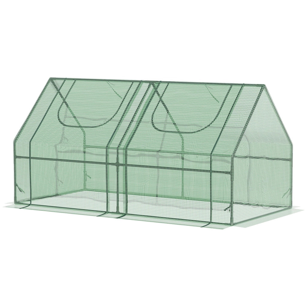 Serra per Piante 2 Coperture PE PVC ¨C zephmum ¨C Struttura Acciaio Verde 180x90x90cm