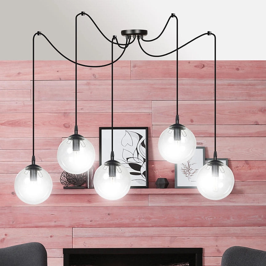 Lampadario Emibig GIGI 5xE14 nero vetro trasparente IP20