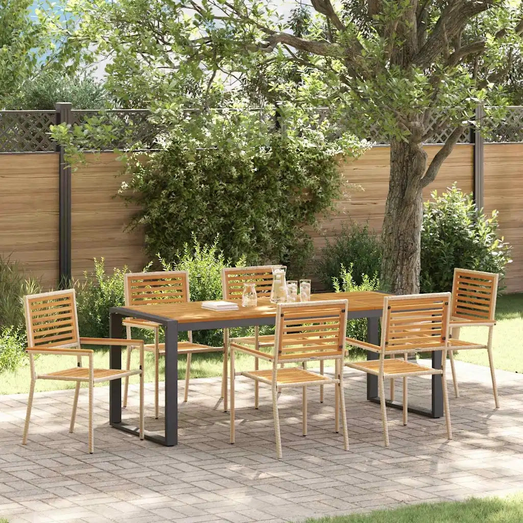 Set da Pranzo per Giardino 7 pcs Beige e Marrone polyrattan 3365486