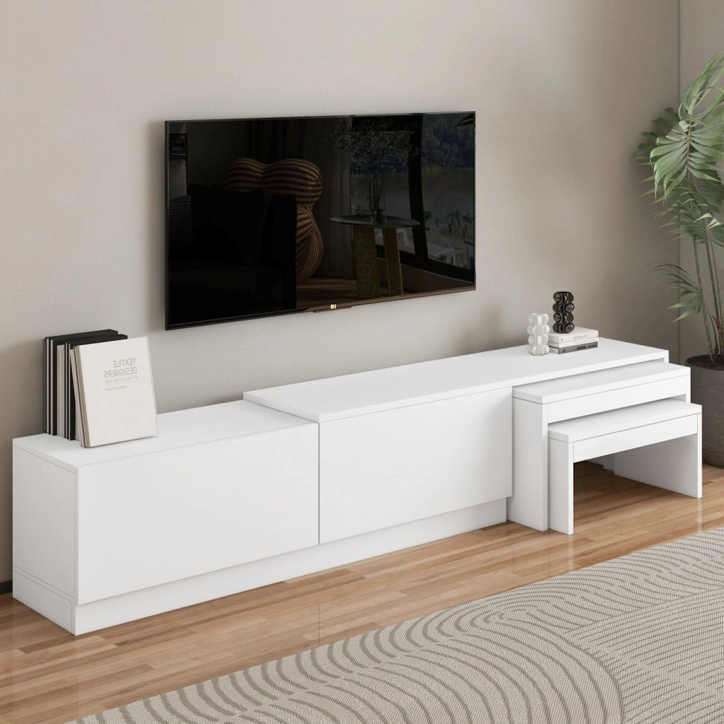 Porta TV in legno "Nest" - 180 x 30 x 36 cm - Bianco