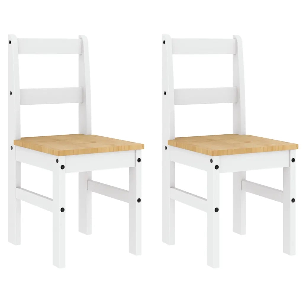 Set da Pranzo 4 pz PANAMA Bianco in Legno Massello di Pino 3345169