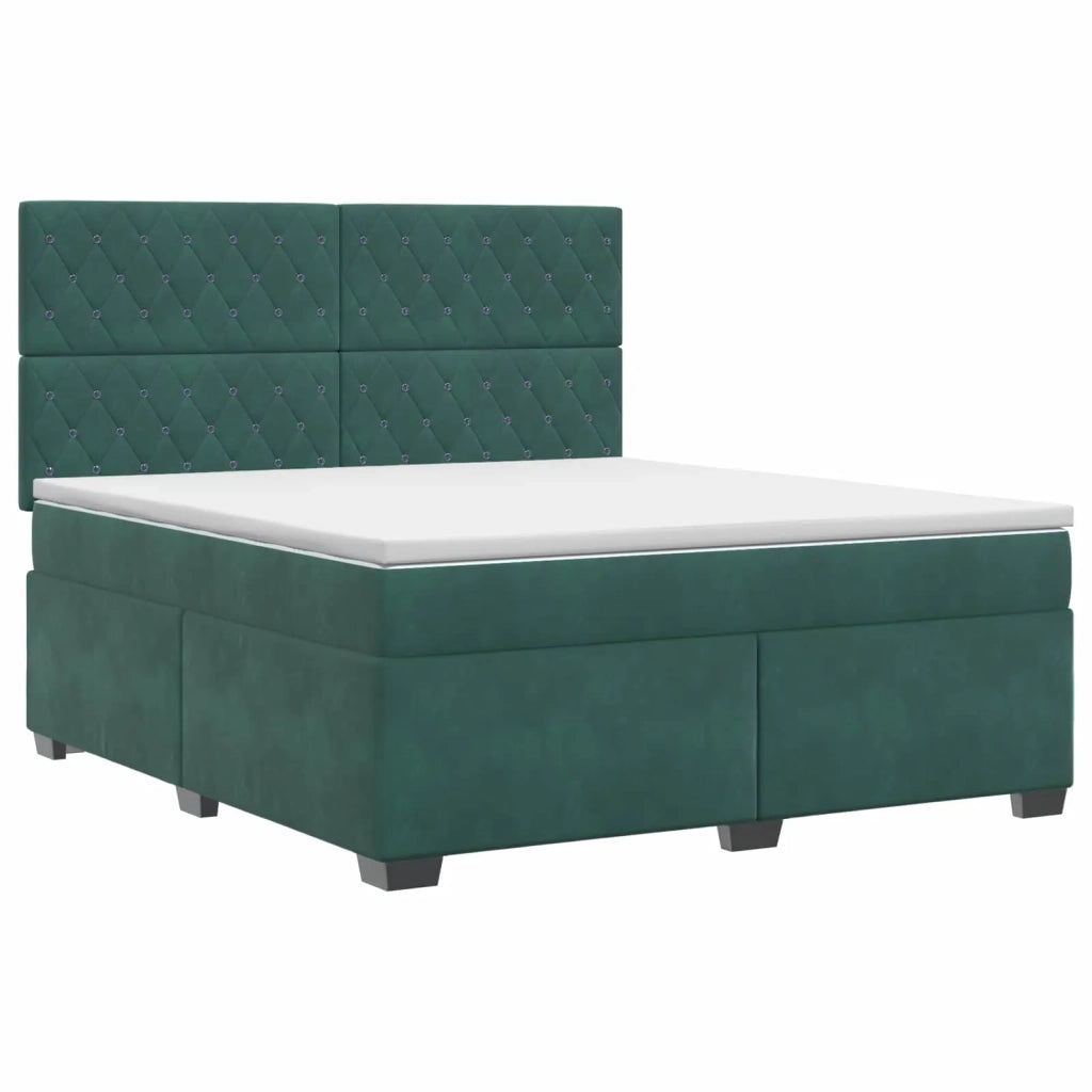 Letto box spring con materasso Verde Scuro 140 x 190 cm Velluto 3453635