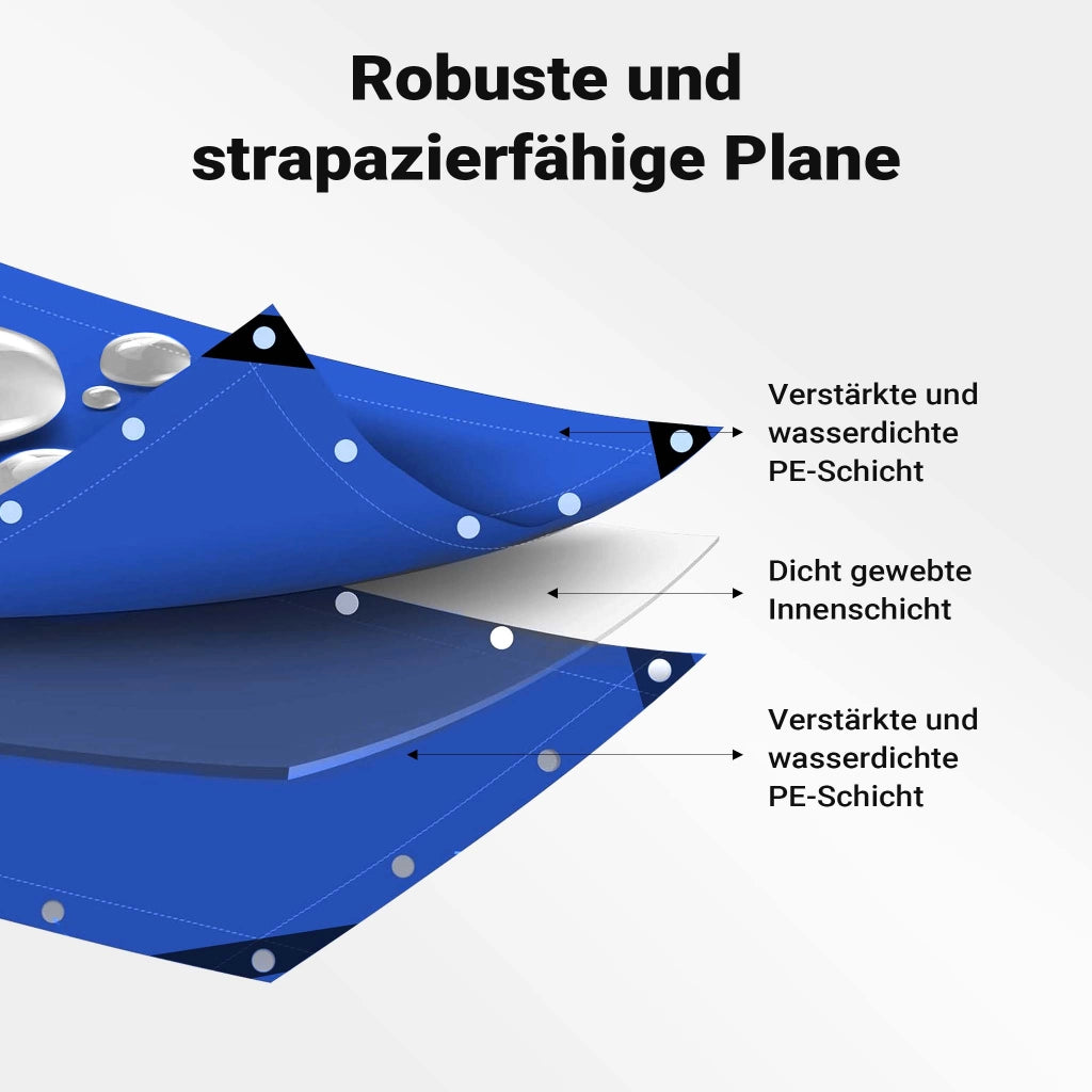 Telone occhiellato blu 7 x 6 m resistente alle intemperie e a raggi UV, impermeabile, robusto telo di protezione in poliestere 240 g/m² con rivestimento in PVC