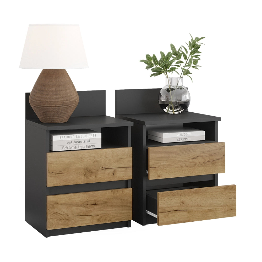 Vicco Comodino camera da letto Antracite/quercia dorata Set di 2