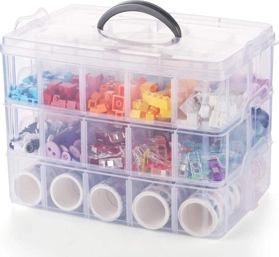 Compartimenti cassettiera di plastica con maniglia per trasporto, sortitore pratico per piccoli componenti, 3 x 10 cassette