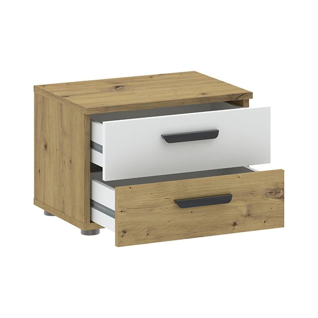 Lelisomi, Comodino 2 Cassetti, 45x35x33h cm Marrone Rovere
