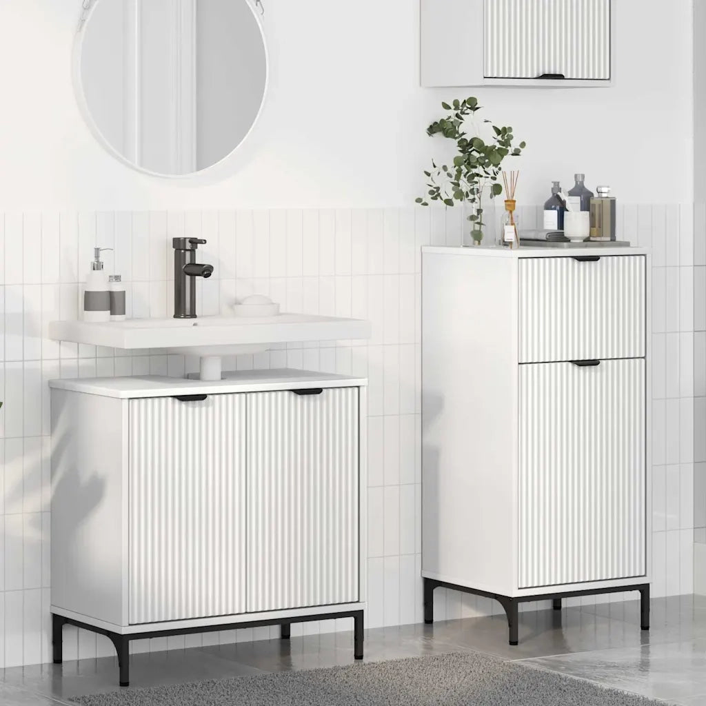 Set di mobili per il bagno con cassetto con porta 2 pcs Bianco