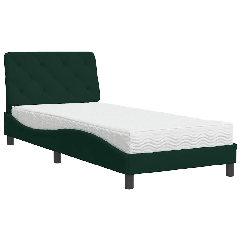 Letto con Materasso Verde Scuro 80x200 cm in Velluto 3208625