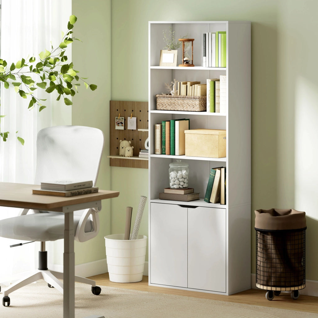Libreria con ante e scaffali aperti ¨C zephmum ¨C Bianco 59x29x180 cm