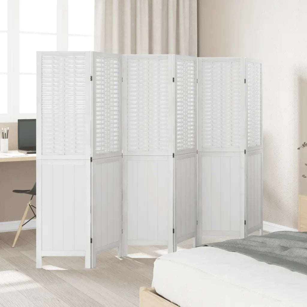 Divisorio Ambienti | Divider per stanze | Paravento 6Pannelli Bianco Legno Massello di Paulownia
