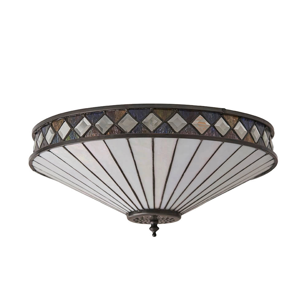 Plafoniera Tiffany FARGO vetrata rotonda 2xE27 60W