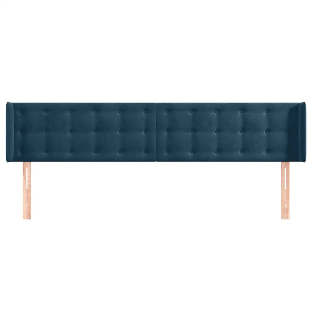 Testiera ad Orecchio-Testata con Orecchie Blu Scuro 163x16x78/88 cm in Velluto 931013