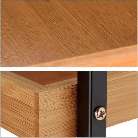 Carrello da cucina in bambù e ferro con 4 ruote, 69,5 x 37 x 34 cm, colore naturale