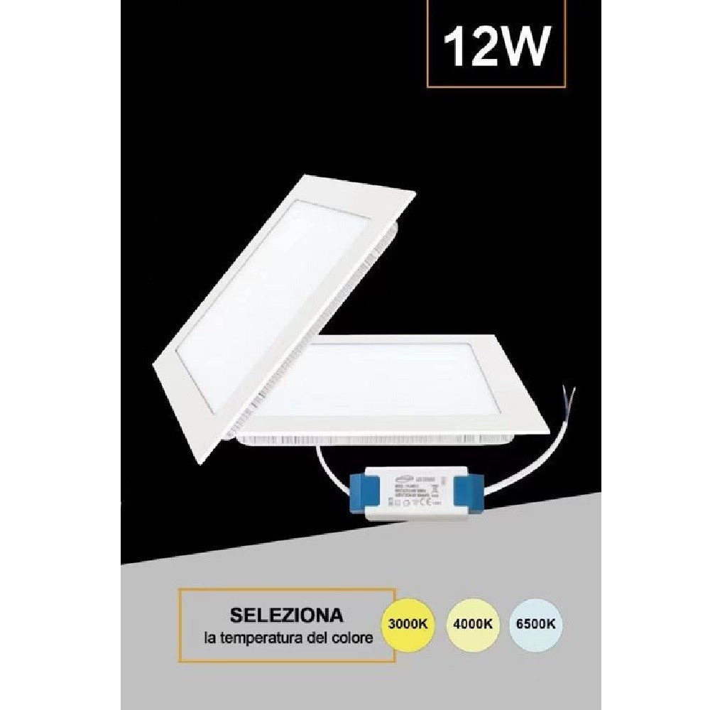 Trade Shop - Pannello Smd Led Quadrato Incasso 12w Con Driver Cct 4000k 3000k 6500k P155a-q3c -