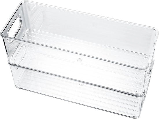 Organizzatore per Frigorifero a 2 Cassetti, Cassetti per Frigorifero, Contenitore di Magazzino con Maniglia Transparente, per Frigorifero di Cucina, Armadi, Prodotti per la Bellezza, Articoli da Ufficio