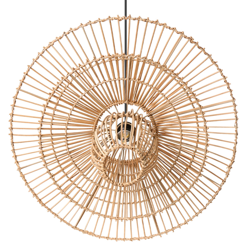 Lampada a sospensione con paralume in rattan naturale e struttura in ferro Illuminazione in stile boho