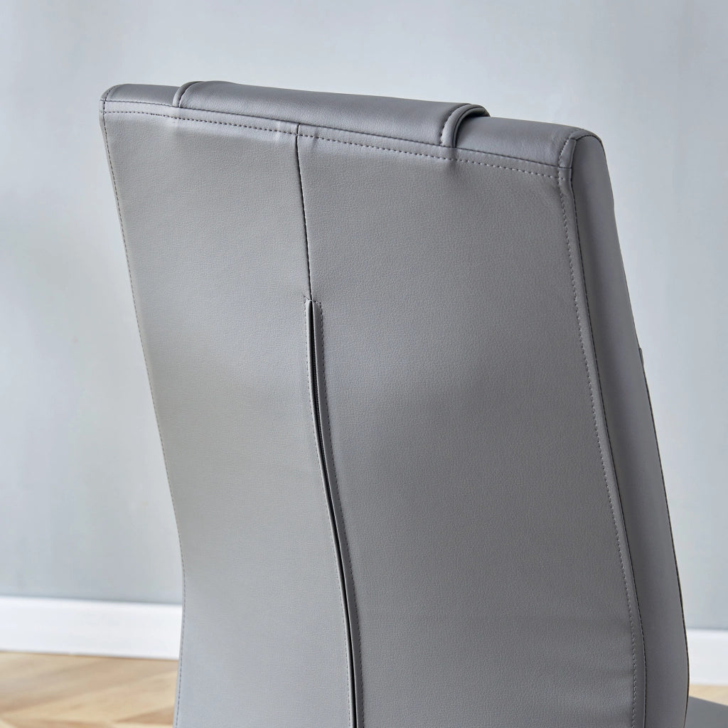 Sedie da Pranzo Scandinave ¨C MINIMAL ¨C Set 4 Pezzi, Similpelle Grigio Scuro, Gambe in Metallo