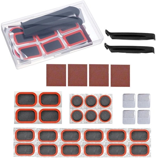 Kit di riparazione per pneumatici - Kit di illuminazione per pneumatici - Adesivi - Borsa portatile - Adatto per bicicletta/motocicletta - Materiali in gomma resistenti e duraturi - Kit di riparazione per pneumatici