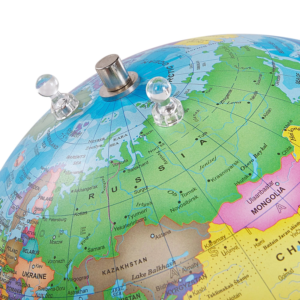 Globo Decorativo mappamondo color Blu 25 cm Moderno con Magneti