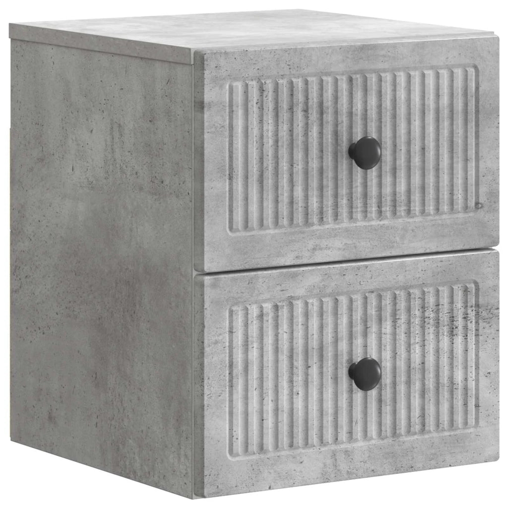Mobiletto da notte a muro con cassetto 2 pcs Grigio Cemento 897962