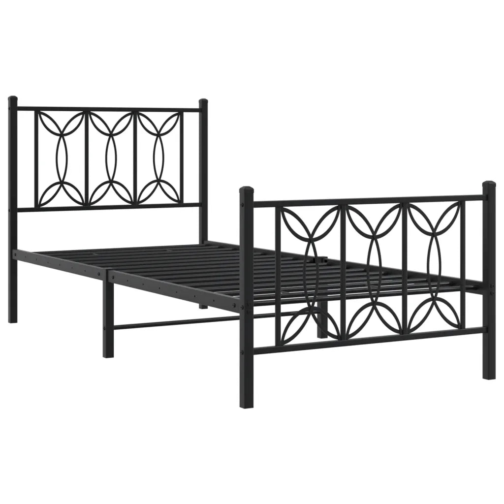 Giroletto con Testiera e Pediera Metallo Nero 90x200 cm