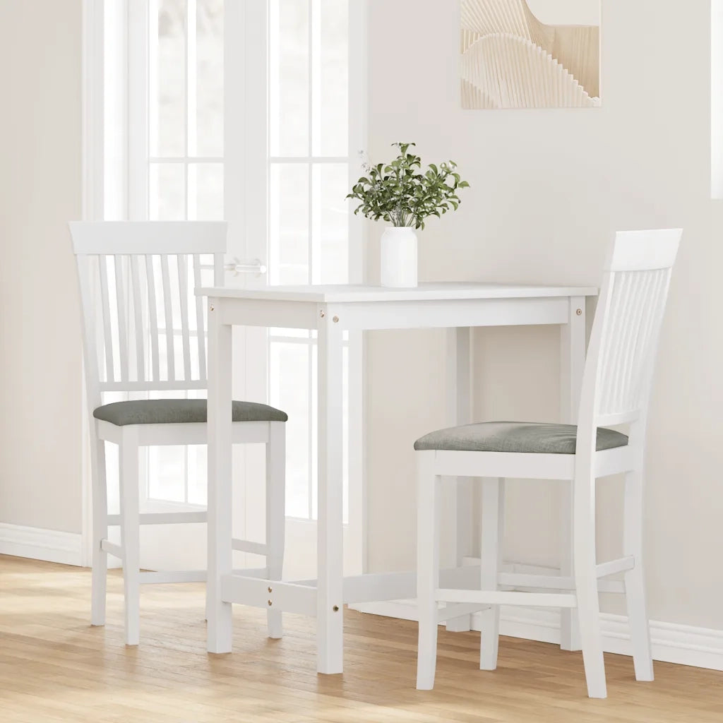 Sgabelli da Bar con Cuscini 2 pz Bianco Legno Massello di Hevea 4102572