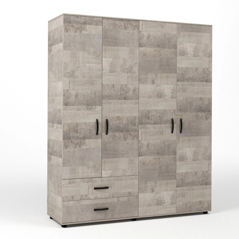 Kit Armadio 4 Ante con 2 Cassetti 160x52x205 cm