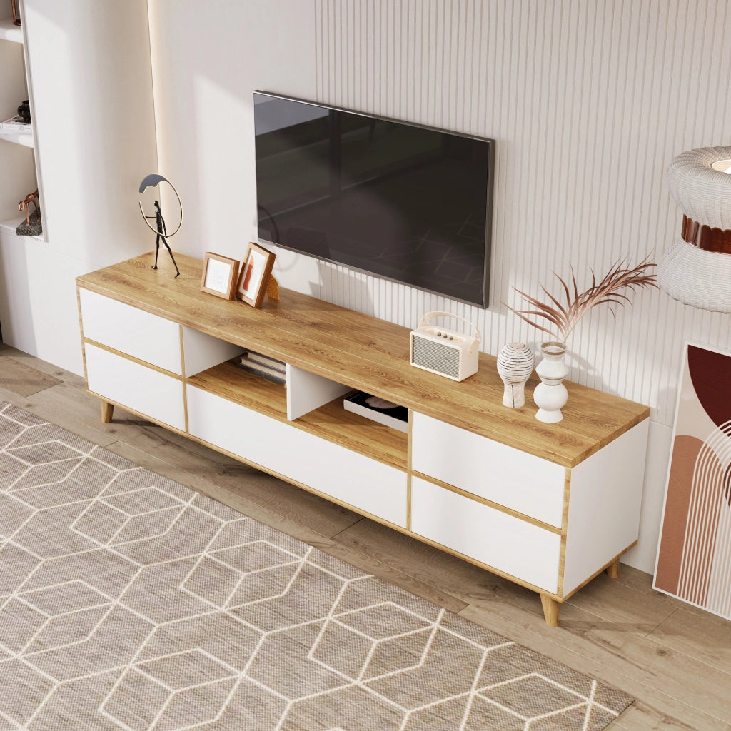Mobile TV 175x37x51 cm; ampio spazio contenitivo; MDF bianco