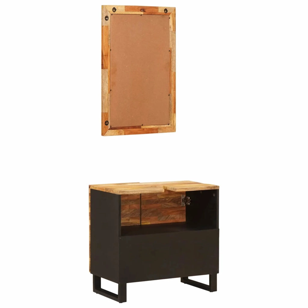 Set da Bagno con porta 2 pcs Naturale Legno di mango massello 3310102