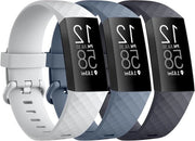 Cinturini sportivi flessibili in silicone per Fitbit Charge 4/Charge 4 SE/Charge 3 SE (S) in mezzanotte/blu/grigio. Due colori, morbidi e comodi.