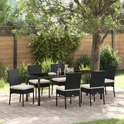 Set da Pranzo da Giardino 7 Pezzi Nero Rattan Sintetico