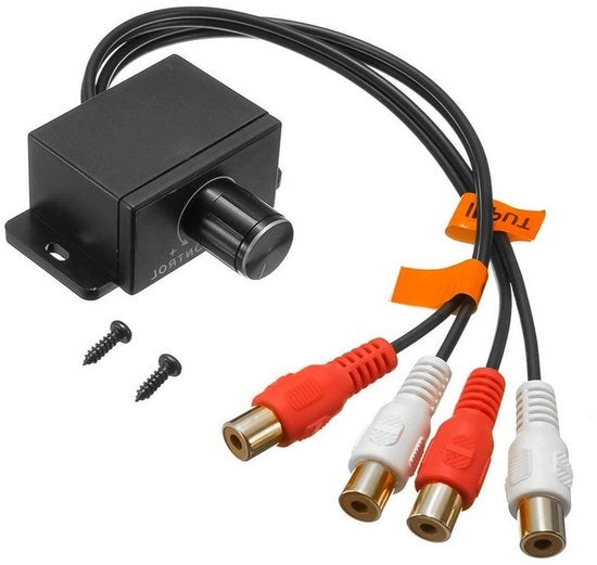 Regolatore di volume per subwoofer auto con connettore esterno per sistema di altoparlanti subwoofer.