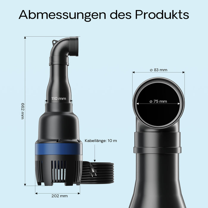 CEF-16000 Pompa a tubo per laghetto grande 16000 l/h 75W, per ricircolo acqua