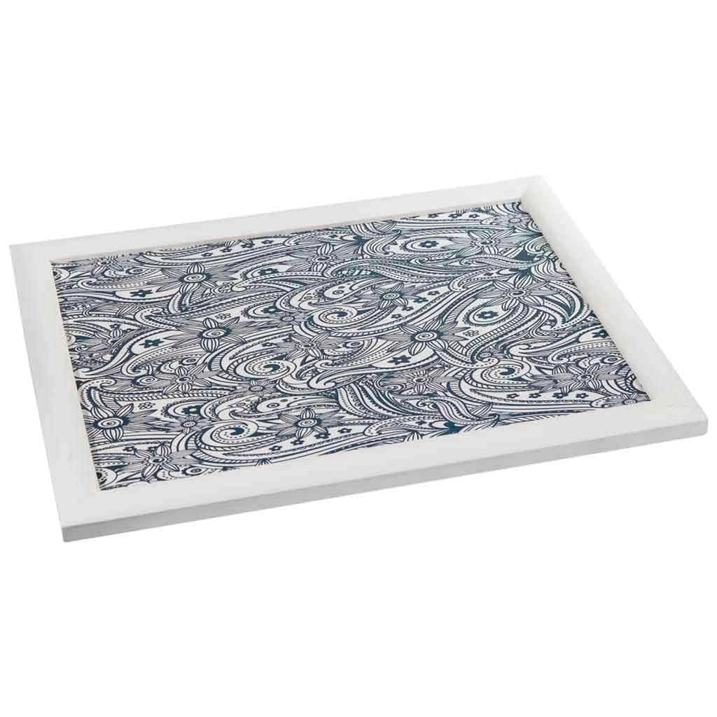 Vassoio in legno laccato bianco 43x33x5,5h