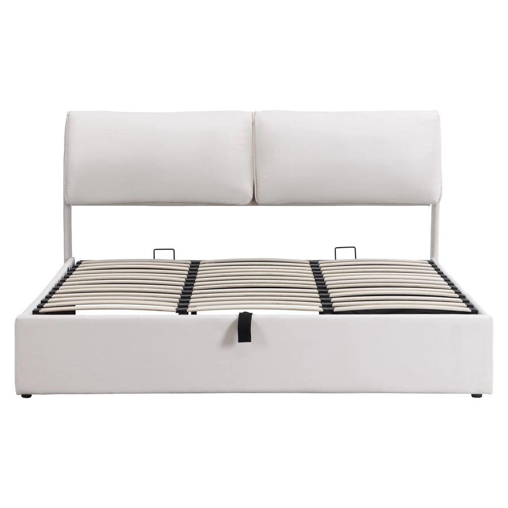Letto Contenitore 180x200 cm; Letto Matrimoniale con 3 Cassetti e Contenitore in Velluto Beige