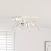 Faretto da soffitto 4 vie regolabile in nichel spazzolato E27
