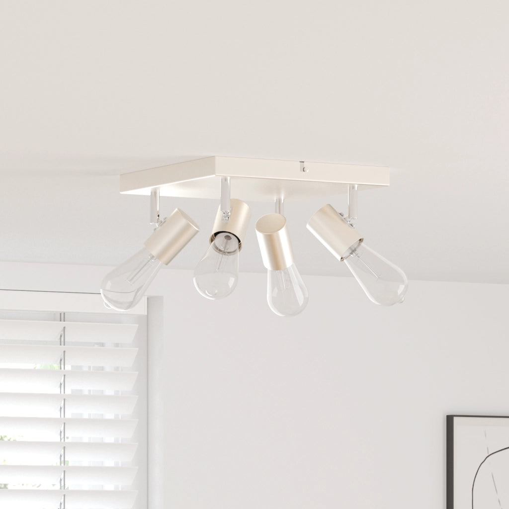 Faretto da soffitto 4 vie regolabile in nichel spazzolato E27