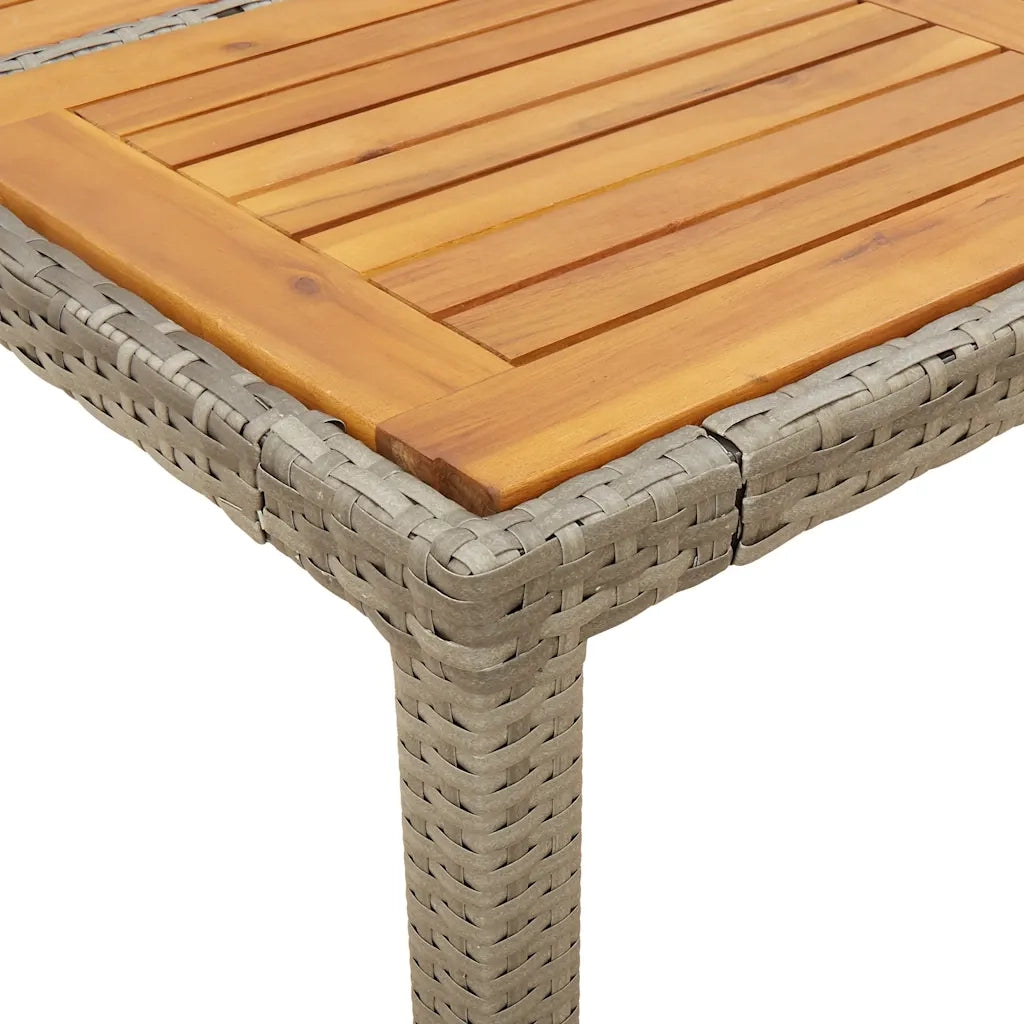Tavolo Giardino Piano Legno Acacia Grigio 90x90x75cm Polyrattan 365530