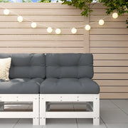 Divano Centrale con Cuscini-Sofa Modulare-Divanetto in Legno Massello di Pino Bianco 650888