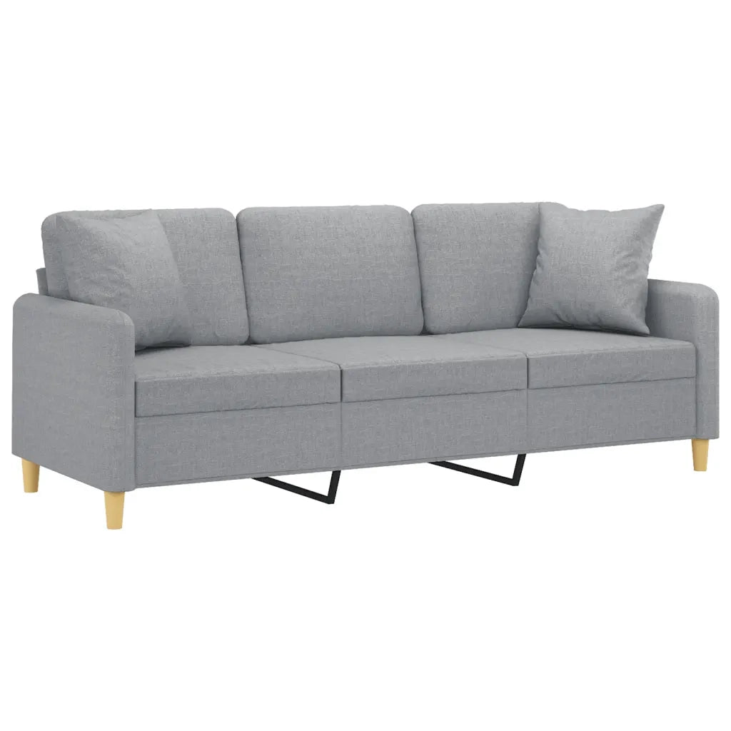 Divano a 3 Posti con Cuscini Grigio Chiaro 180 cm in Tessutocod mxl 99121