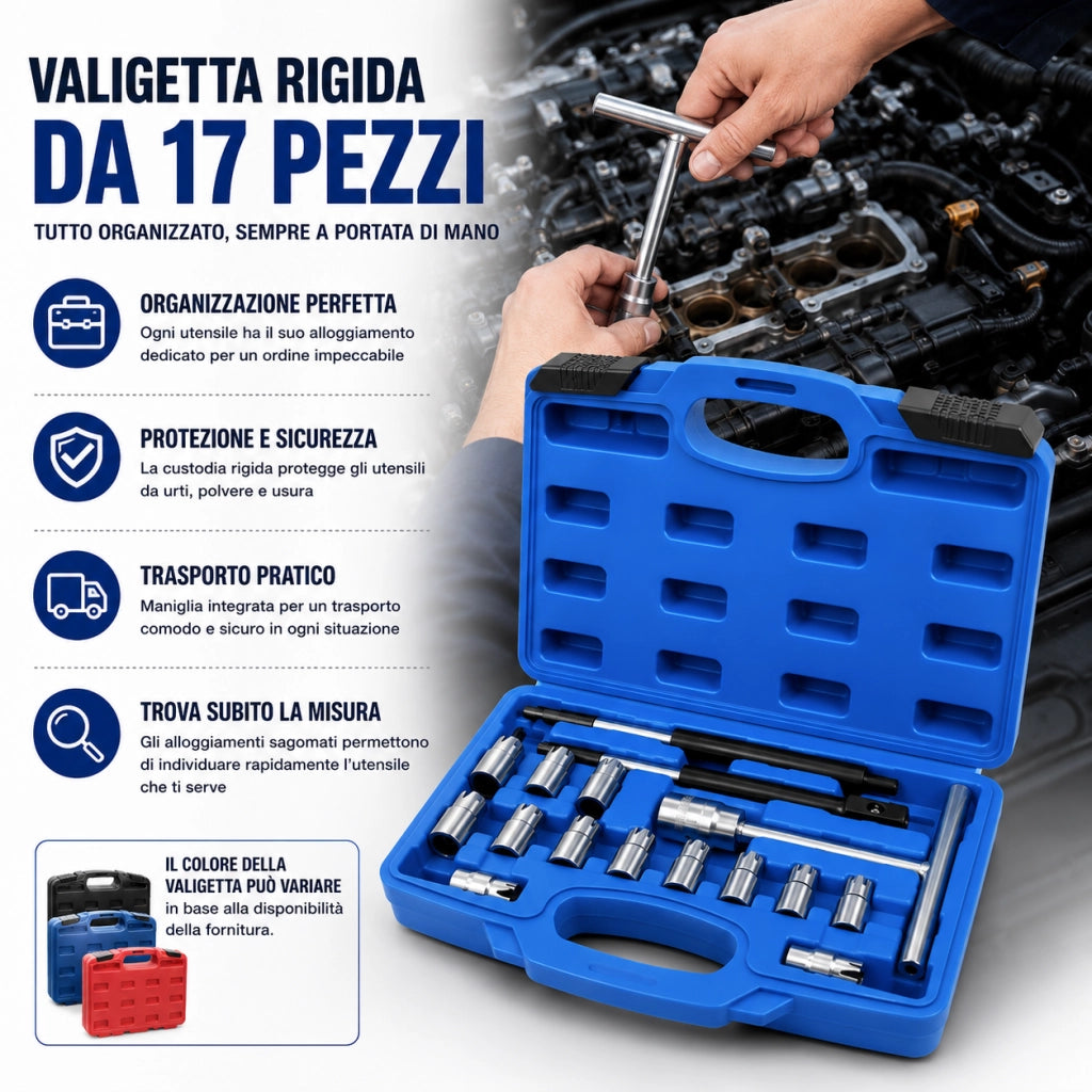 Set 17 Alesatori Frese Pulizia Sede Iniettori Diesel Auto Motore