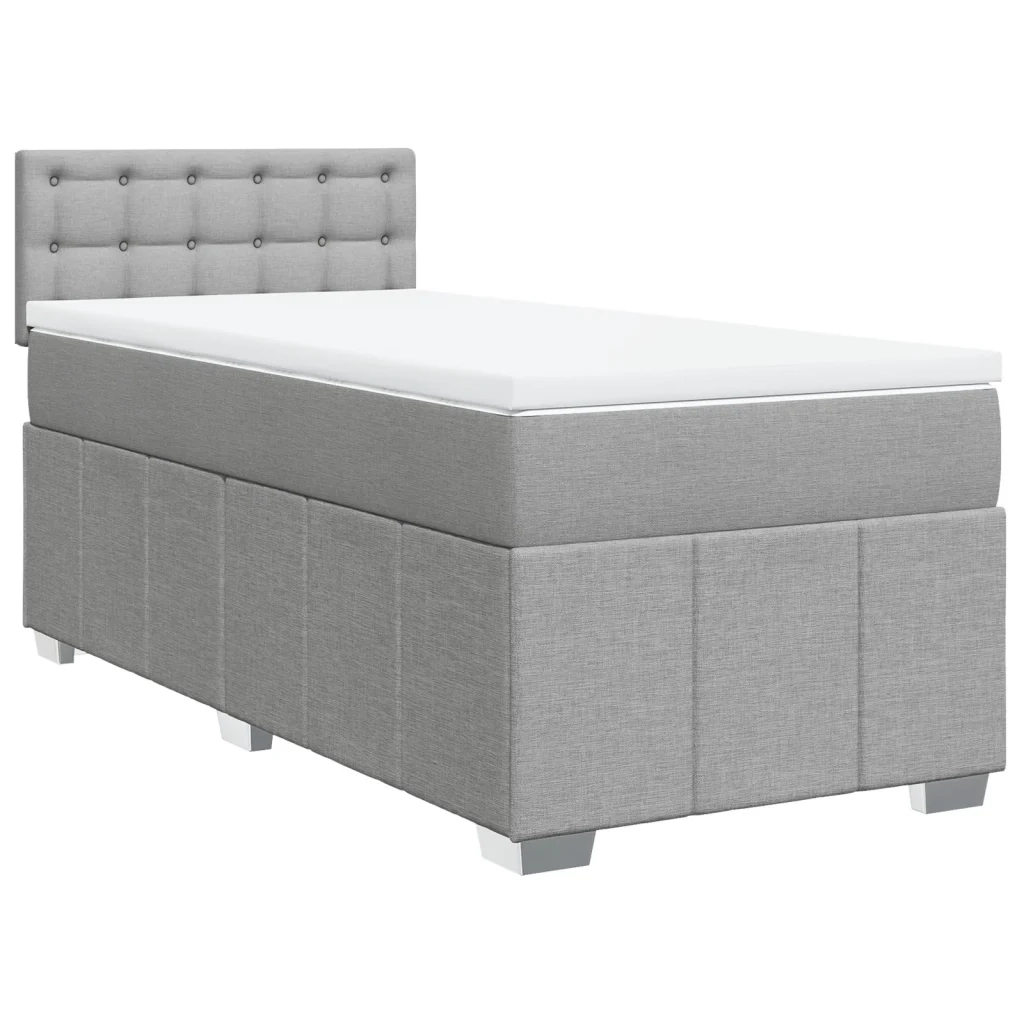 Letto singolo | Letto per adulti | Giroletto a Molle con Materasso Grigio Chiaro 90x190 cm Tessuto